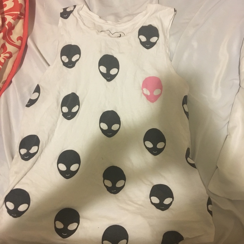 Alien Print Tank Top Muscle Tank